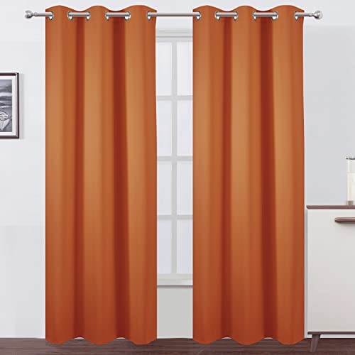 Image of LEMOMO Blackout Curtains 42 x 84 inch /Orange Curtains Set of 2 Panels /Thermal Insulated Room Darkening Bedroom Curtains