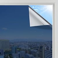 rabbitgoo One Way Window Film Privacy for Glass, Blue Silver, 44.5x200cm