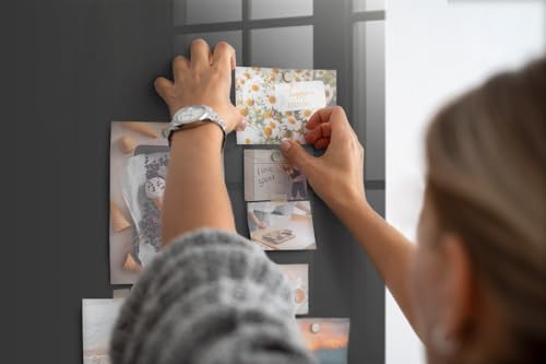 Tablón de anuncios de vidrio templado gris de 60x120 cm con panel magnético para pared 5