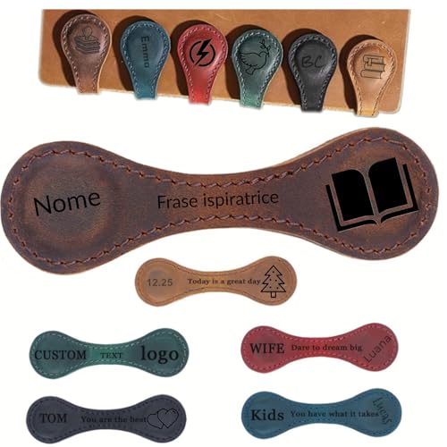 KuSONG Punto de libro personalizado | Marcadores de libros de cuero | Marcapáginas magnéticos | Marcapáginas inspirador Regalo (Productos personalizados)