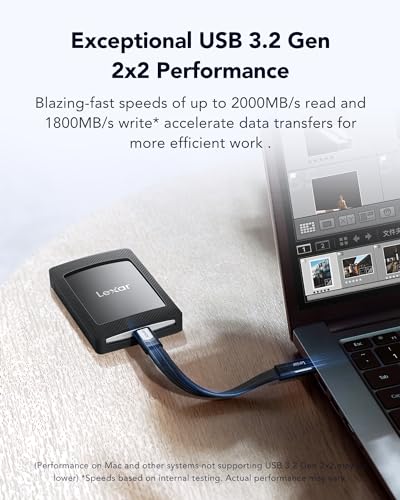Image of LEXAR SL500 1TB External SSD USB 3.2 GEN 2X2 Type-C Solid State Drive - Black