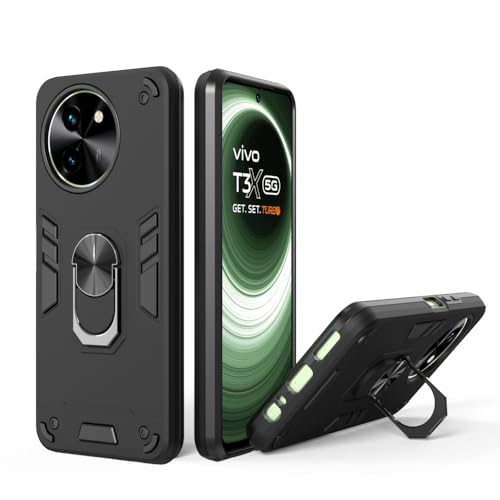Image of NDCOM for Vivo T3x 5G Back Cover | Premium Vivo Y58 5G Back Cover | Shockproof Ring Holder Case