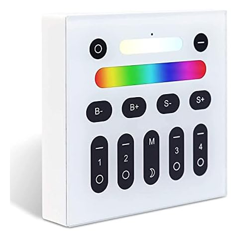 GLEDOPTO RGBCCT 2.4G RF Remote Control Wall Switch, Color/Color Temperature/Brightness Adjustable, Group Management, Night Light, 9 Modes Changing Cover