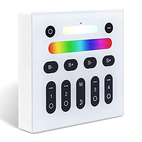 GLEDOPTO RGBCCT 2.4G RF Remote Control Wall Switch, Color/Color Temperature/Brightness Adjustable, Group Management, Night Light, 9 Modes Changing