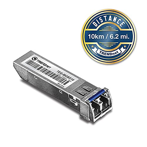 Image of TRENDnet SFP to RJ45 Mini-GBIC Single-Mode LC Module, TEG-MGBS10, for Single Mode Fiber, Distances up to 10km (6.2 Miles), Gigabit SFP Module, IEEE 802.3z Gigabit Ethernet, Lifetime Protection