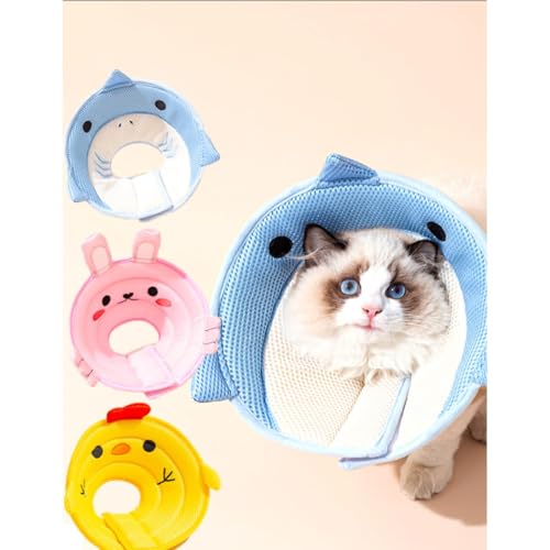 Image of MANON ROSA Cat Cone E-Collar: Soft After Surgery Elizabethan Collar Adjustable Cute Animal Design for Dogs Cats Puppies Kittens Rabbits Bunnies Prevents Licking (Rabbit,L)