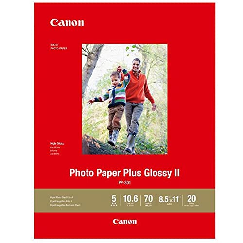 2 Pack Pp-301 Photo Paper Plus Glossy Ii Inkjet Paper, 10.6 Mil, 265 Gsm, 8.5X11", 20 Sheet Pack #TOP2