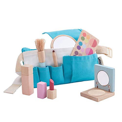PlanToys® Pretend Play Wooden Makeup Set for Kids | Makeup Kit with Mirror, Lipstick, Brush, Eyeshadow & Waist Bag | Montessori Toy for Toddlers & Girls | Eco-Friendly Beauty Role Play Set by PlanToys - Image 4