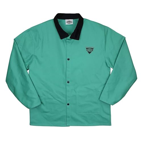Ironcat FR Treated Cotton Sateen Jacket 9 oz. Anodized Snaps Interior Pocket Pop-up Welders Collar Scribe Pocket Green 2X-Large (7050/2XL)