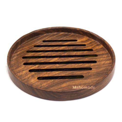 Image of Wooden Roti Holder, Roti Tray, Sheesham Wood Serving Plate, 9 inche Round, Natural Brown, Chemical-Free (Roti Plate)