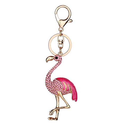 Preisvergleich Produktbild Gazechimp Strass Schlüsselanhänger Kette Auto Handtasche Geldbörse Geschenk Schlüssel Tasche Anhänger Deko - Rosa Flamingo