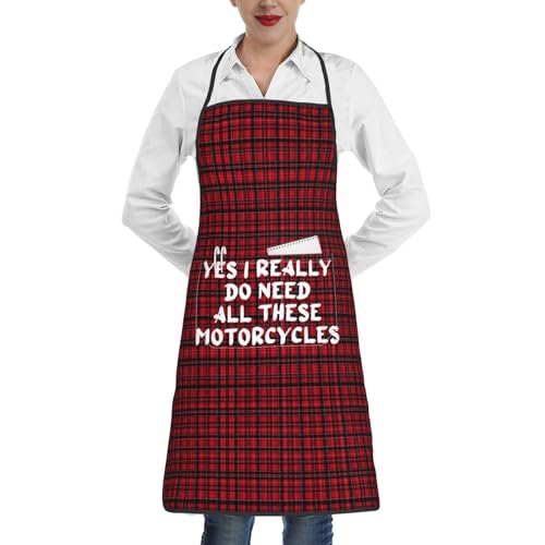 nopicsn Yes I Really Do Need All These Motorcycles Apron for cooking with Pockets Women Men Kitchen Chef Funny Aprons