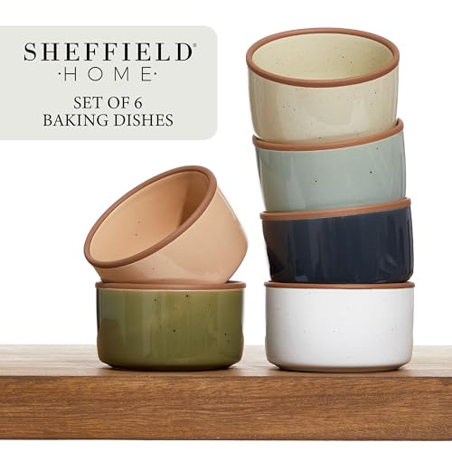 Stoneware Ramekins 8Oz - Set of 6 Ramekins Oven Safe Serving Cups - Dishwasher & Microwave Safe Pudding Cups for Baking, Creme Brulee & Custard (Assorted Neutrals) - Thumbnail 3
