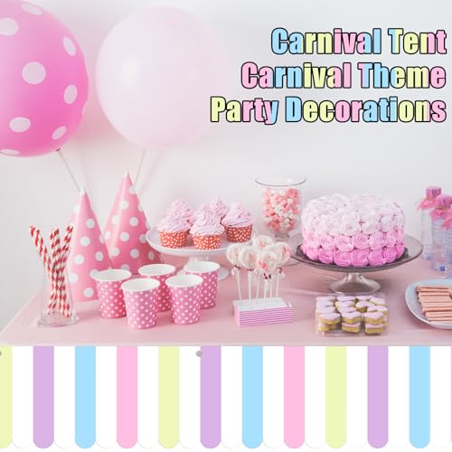 Image of Preboun 3 Pcs Carnival Awning Decorations Tent Circus Hanging Decorations Carnival Banner Concession Stand Sign Canopy Awning for Pirate Summer Party, 9.84''x78.74'' (Warm Color)
