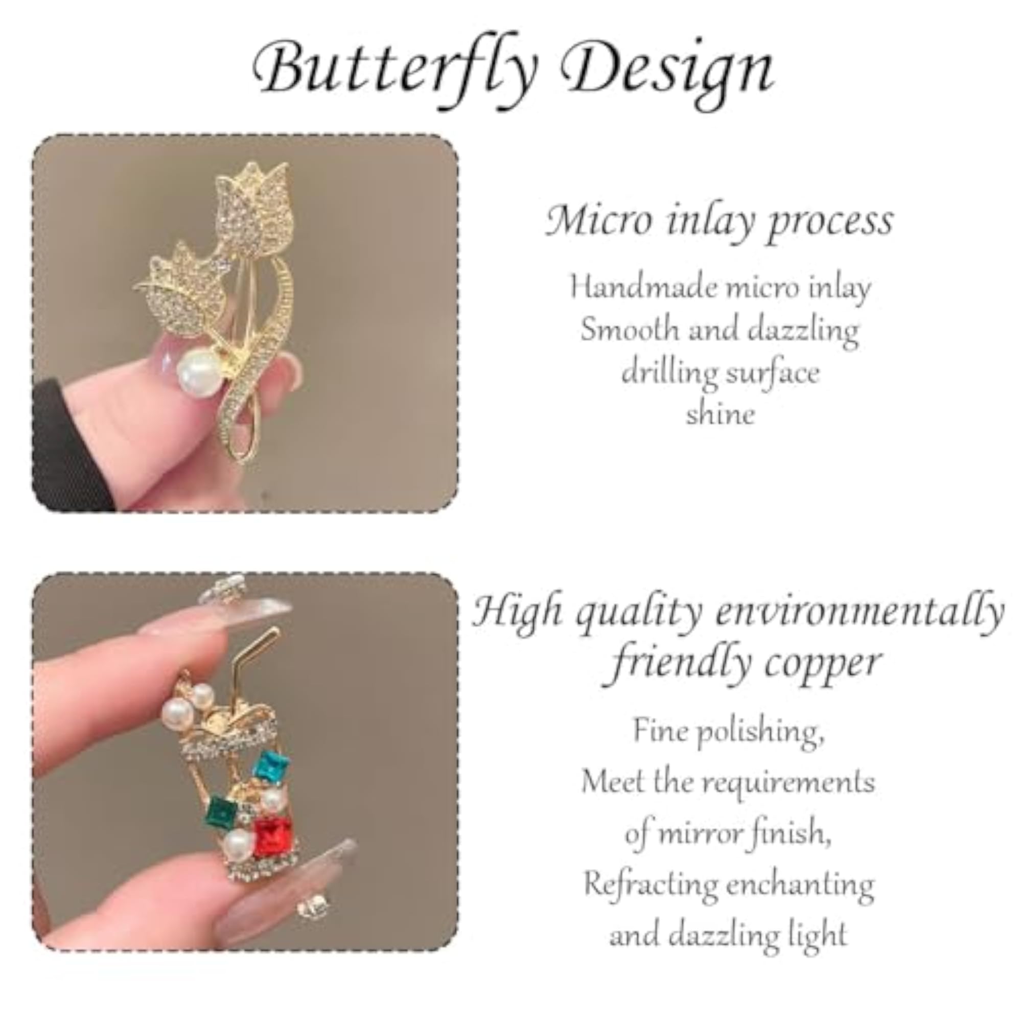 6Pcs Floral Crown Heart Brooch Pin Set for Weddings