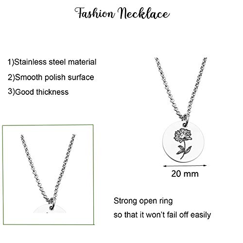 Detailed Personalized Birth Flower Necklace Birth Month Mom Necklace Birthday Gift for Her (Nov.-Chrysanthemum)