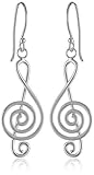 Sterling Silver Polished Music Note Clef Drop Earrings