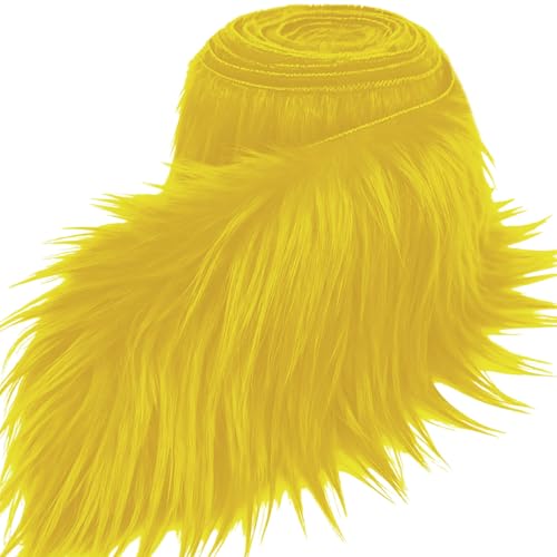 Yellow 2x60Inch Faux Fur Shaggy Plush Faux Fur, Fabric Precut