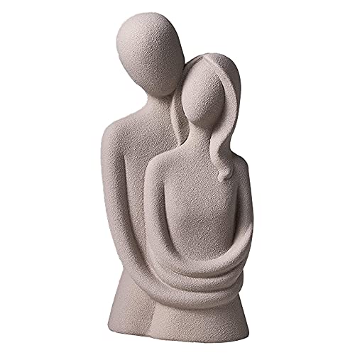 DASNTERED Escultura moderna, escultura de cerámica para pareja, escultura de cerámica para sala de estar, escultura abstracta moderna de regalo, decoración del hogar, estatua de pareja