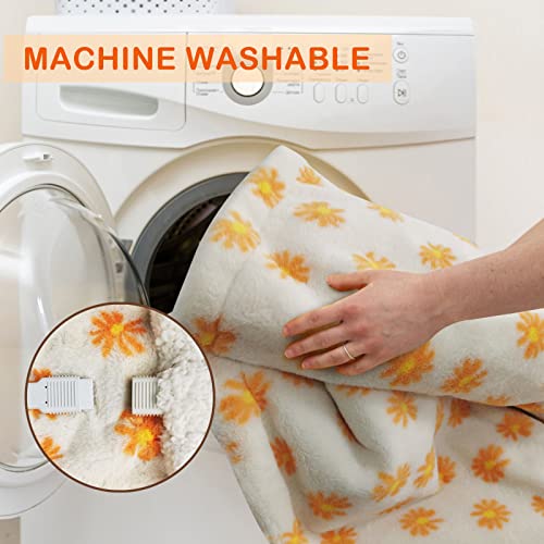 Heated Blanket Electric Throw Blanket- Ultra Soft Cozy Sherpa Heating Blanket, 50" X 60" Fast Heating Blanket, 12 Heating Levels & 1-24H Hours Auto Off,Machine Washable, For Home Office,Flower #TOP6