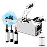 Glowdora Labelling Machine, Semi Automatic Self Adhesive Labelling Machine for Round Bottles, Suitable for Label Widths from 10 to 110 Mm, Equipped with Pressure Bar and Rubber Roller.,110v
