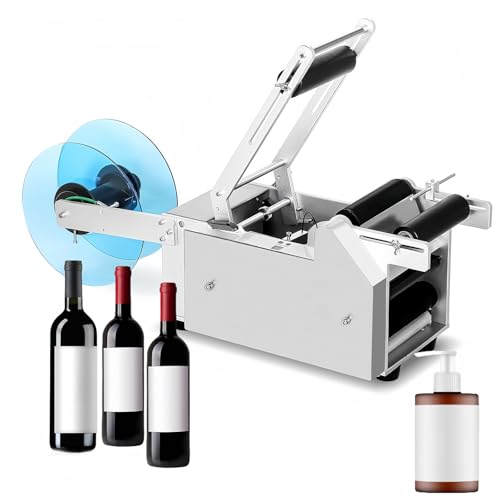 Glowdora Labelling Machine, Semi Automatic Self Adhesive Labelling Machine for Round Bottles, Suitable for Label Widths from 10 to 110 Mm, Equipped with Pressure Bar and Rubber Roller.,110v