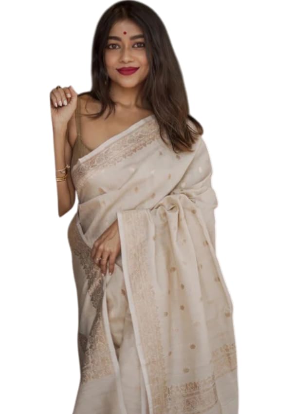 Image of Flosive inchBanarasi Kanjivaram Style Art Silk Saree for Women with Jacquard Weaving, Soft Fabric, Rich Pallu and Blouse Piece inch