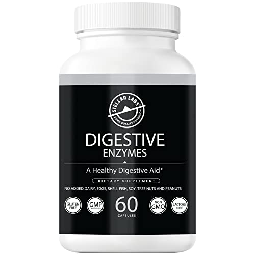 Stellar Labs Digestive Enzyme Supplement | Probiotic Digestive Enzymes For Digestion Issues, Bloating, Gas, Constipation Relief & Gut Health | Multi Enzyme Formula W/Bromelain & Papain | 60 Capsules #TOP8
