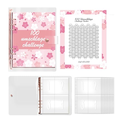 Budget Planner HAIYUU 100 Envelope Saving Challenge Deutsch A5 Budgetplaner Finanzplaner Mit Challenge Tracker & Pre-numbered Taschen Geld Organizer Budget Binder Sparbuch Geld Sparen Challenge