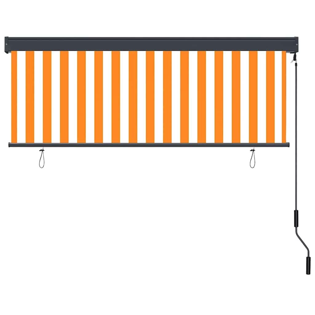 Store Enrouleur Blanc et Orange 180 x 250 cm Tissu et Aluminium,Stores vénitiens & Stores en Toile,4.9kg-362083