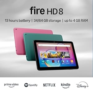 Amazon Fire HD 8 tablet (newest model), 8” HD Display, 3GB memory, 32GB, designed for portable entertainment, Black