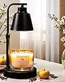 HONGZZI Candle Warmer Lamp with Timer - Adjustable Brightness & Height, 2 Free Bulbs Included | Wax Warmer Lamp for Jar Candles, Farmhouse & Home Decor Gift (Black)