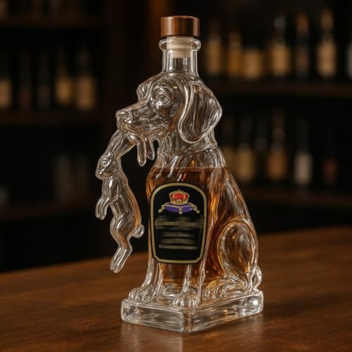 SDGBCXD Decantador, Botella de Whisky 320 ml con Forma Perro y Conejo, Jarra Vino vacía temática Animales en 3D(C)