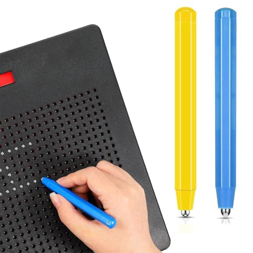 KSJEHW 2 Stück Ersatzstift - Magnetstift für magnetische Zeichentafeln - Zaubertafel mit Kugeln, Magnetboard, Magnetspiel(gelb, blau)