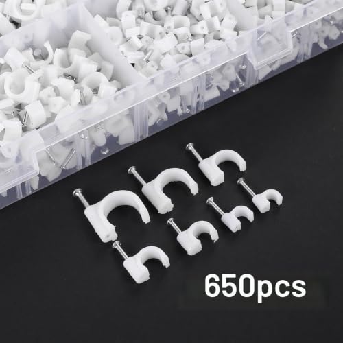 Miniatura 5 de 650 Abrazaderas Para Cables, Soporte Para Cables, Clavos, Abrazaderas De Cable De Pared, Abrazaderas De Cable Para Tornillos, Ganchos Para Cables, Fijación De Cables, Montaje En Pared, Soporte De