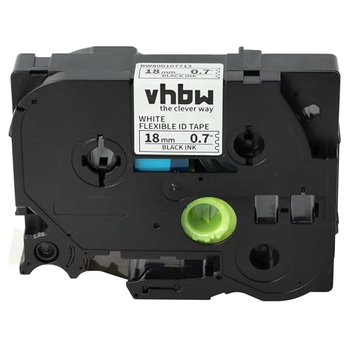 1x Schriftband-Kassette kompatibel mit Brother pt 1000 bts 1000 f 1800 e 1850 1800 1750 Etiketten-Drucker 18mm Schwarz auf Weiß Flexibel - Vhbw