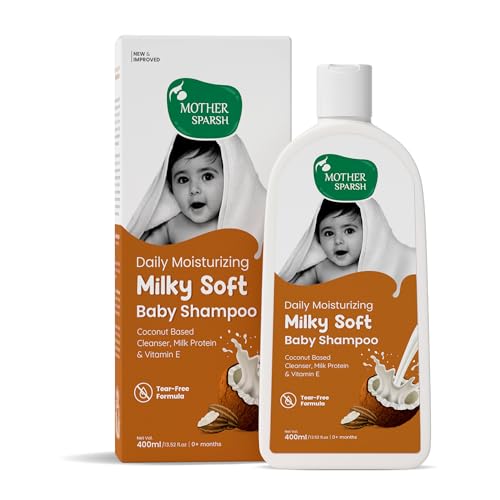 Mother Sparsh Milky Soft Baby Shampoo - 400ml | For Daily Moisturizing | Tear Free Formula With Milk Protein, Vitamin E & Coconut Oil