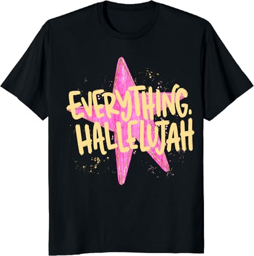 CHICABI Everything Hallelujah Faith Graphic T-Shirt, Retro Christian Praise Graphic Women Men Shirt, Youth Black Medium