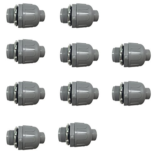 Pro Line Series 10 Pack - 1/2" Non-Metallic Electrical Liquid Tight Conduit Straight Fittings - 5105012100-10