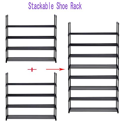 Function Home 4 Tier Free Standing Shoe Rack, Space Saving Shoes Storage Stand, Shoe Organizer Shelf For Bedroom, Entryway And Hallway In Black #TOP4
