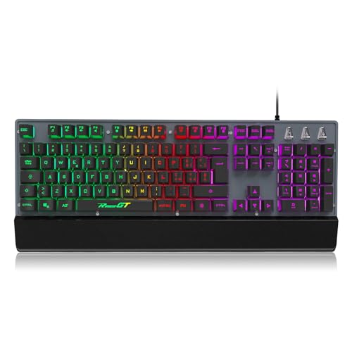 RaceGT Teclado para juegos QWERTY italiano, 104 teclas, retroiluminación LED, 12 atajos multimedia - USB con cable, para PC y portátil