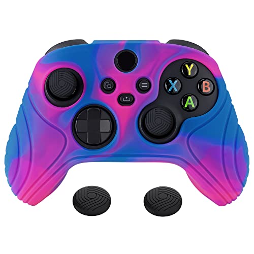 eXtremeRate PlayVital Samurai Edition Anti-slip Controller Grip Silicone Skin for Xbox Core Controller, Ergonomic Protective Case for Xbox Series S/X Controller w/Thumb Grips - Pink &amp; Purple &amp; Blue
