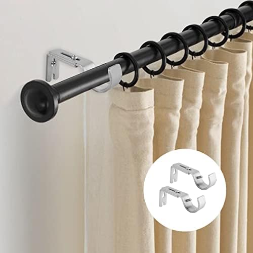 AZKEEGREY 6 Pcs Curtain Pole Brackets, Adjustable Heavy Duty Metal Curtain Rail BracketsSilver Curtain Wall Bracket Holders with Screw for Poles Wall Rod