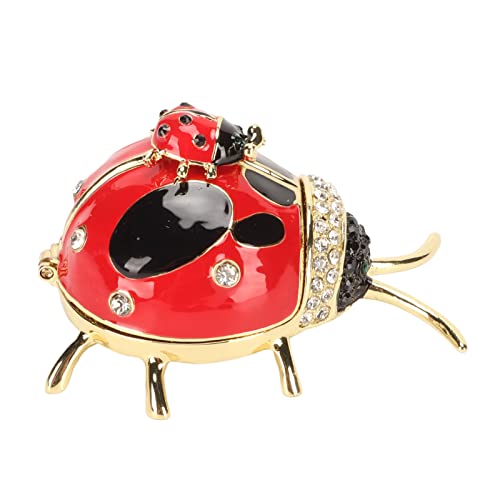 ZLXCAOB Boîte à bijoux coccinelle en verre émaillé rouge, bagues peintes à la main, boucles d'oreilles, boîte de rangement de bijoux, ornement