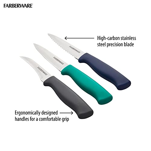 Farberware Paring Knife Set, 3-Piece, Blue #TOP3