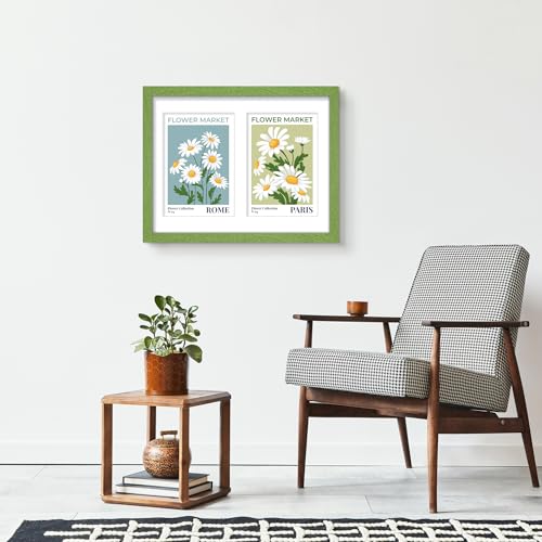 Image of DUENPY 8.5x11 Double 5x7 Picture Frame Double Picture Frame Displays Two 5x7 inch Photos Available Horizontal Wall Mounting Display and Vertical Green
