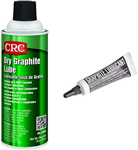 CRC Dry Graphite Lube 03094 – 10 Wt. Oz, Dry Film Lubricant & Lucky Line Graphite Dry Lock Lubricant Powder, 4.5 Grams (9501), Black and White