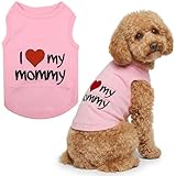 Parisian Pet Dog Shirt for Mother's Day - 100% Cotton Shirts for Large Dogs - Pink Sleeveless Girl Pet Clothes - Lightweight Pet Tshirts - Breathable Puppy Clothes - Stretchy I Love My Mommy Dog Shirt