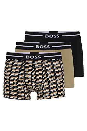 BOSS Herren Trunk 3P Bold Design Dreier-Pack eng anliegende Boxershorts aus Stretch-Baumwolle mit kurzem Bein und Logo-Bund Gemustert XL