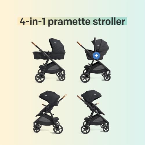 Image of Joie Ginger and Mint Latch Travel System - 4-in-1 Travel System with Baseless Infant Car Seat & Stroller, One-click Install, From Birth Stroller (Mocha)